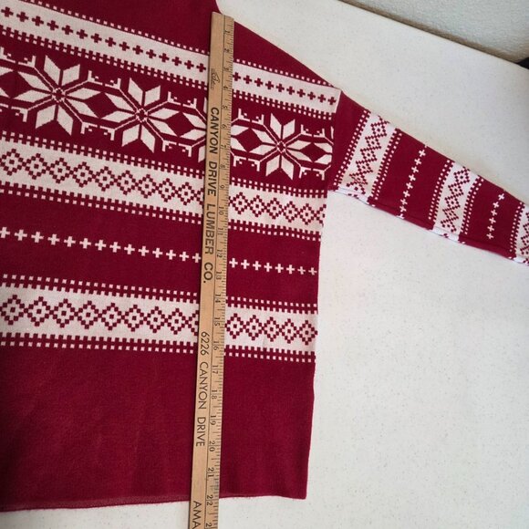 Christmas Sweater Women's Small Nicole Miller Red Pullover White Snowflakes - Picture 6 of 8